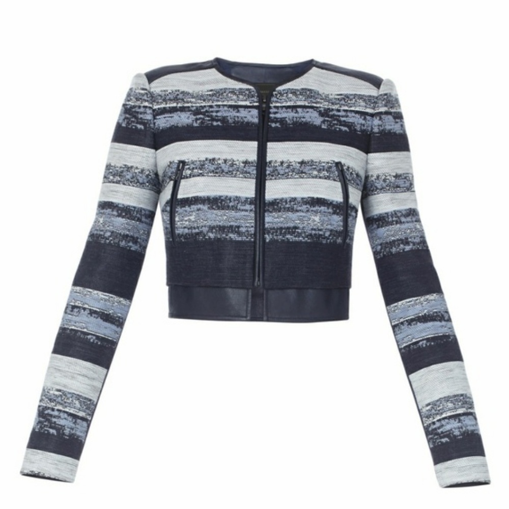 BCBGMaxAzria "Nixon" Moto Leather Trim Jacket